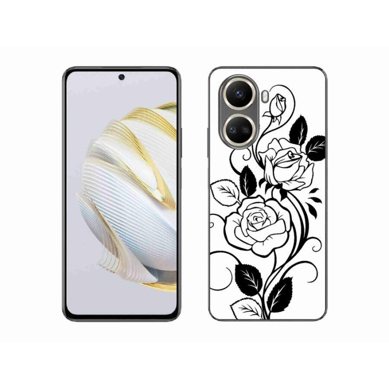 Gelový kryt mmCase na mobil Huawei Nova 10 SE - černobílá růže