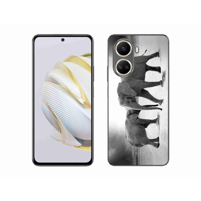 Gelový kryt mmCase na mobil Huawei Nova 10 SE - černobílí sloni