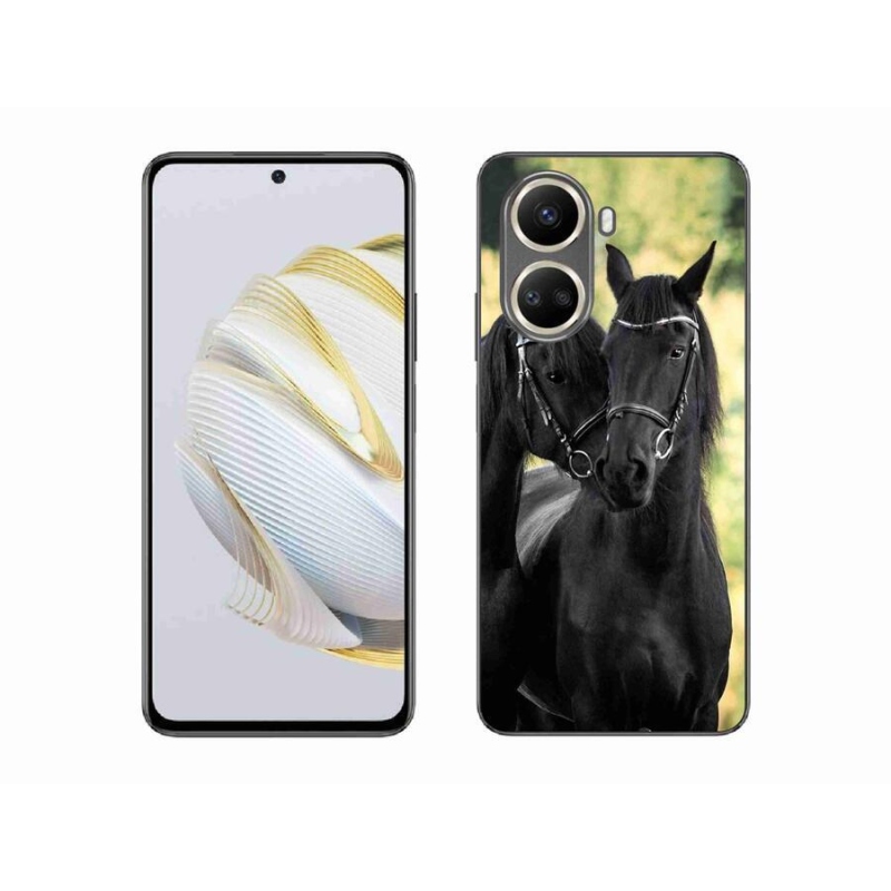 Gelový kryt mmCase na mobil Huawei Nova 10 SE - dva černí koně