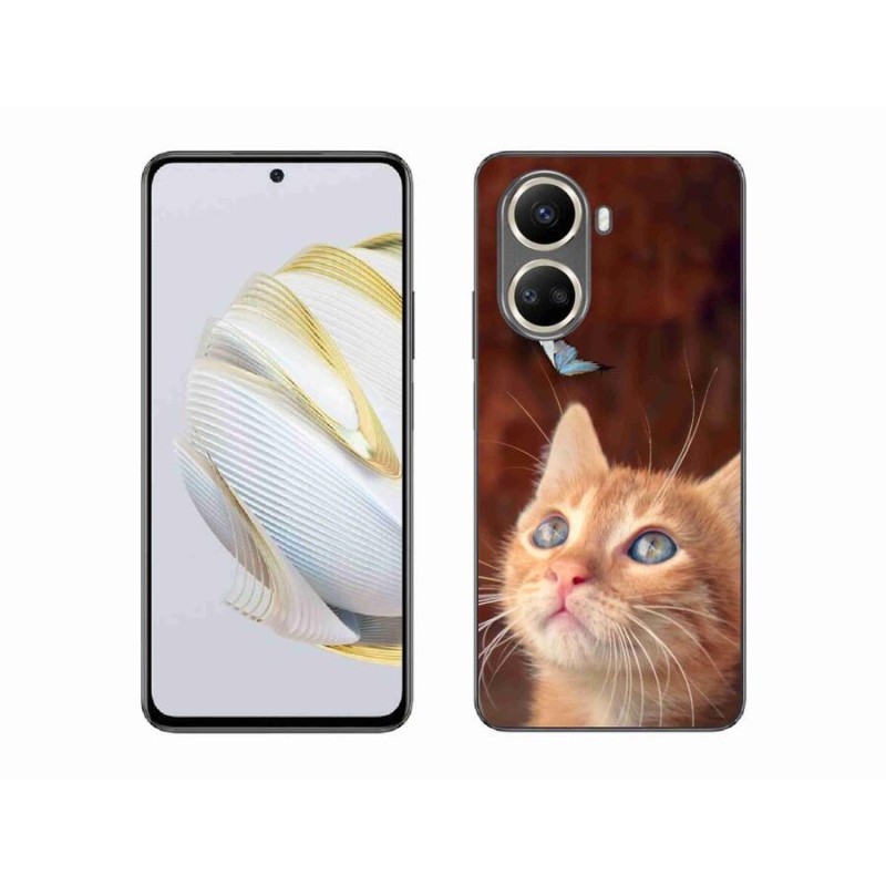 Gelový kryt mmCase na mobil Huawei Nova 10 SE - motýl a kotě