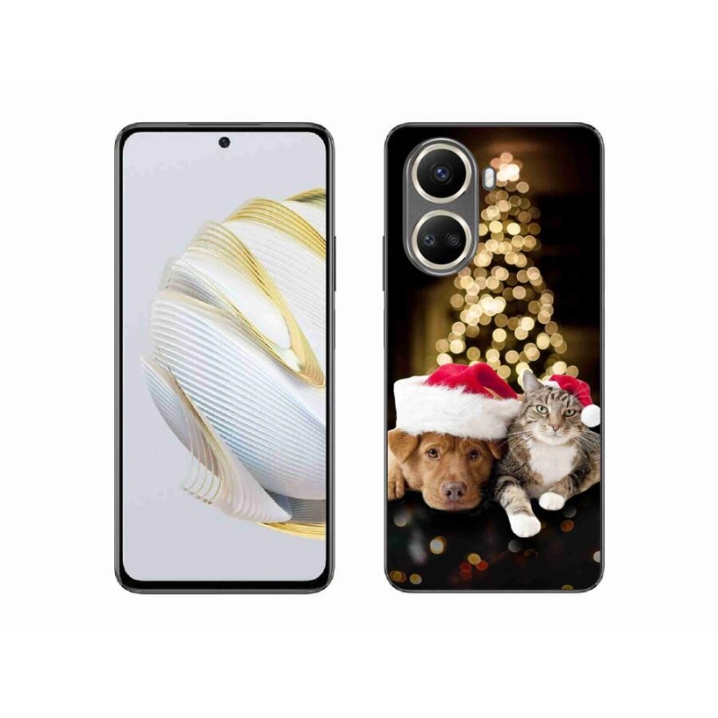 Gelový kryt mmCase na mobil Huawei Nova 10 SE - vánoční pes a kočka