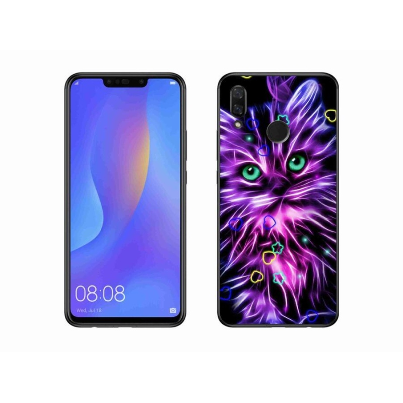 Gelový kryt mmCase na mobil Huawei Nova 3 - abstraktní kočka