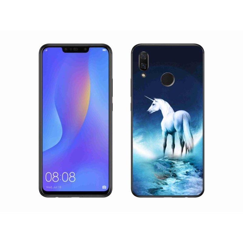 Gelový kryt mmCase na mobil Huawei Nova 3 - bílý jednorožec