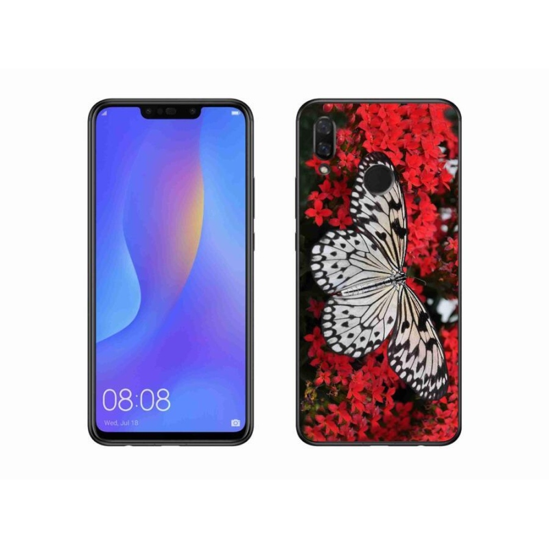 Gelový kryt mmCase na mobil Huawei Nova 3 - černobílý motýl 1
