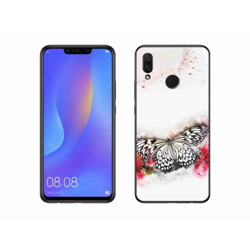 Gelový kryt mmCase na mobil Huawei Nova 3 - černobílý motýl
