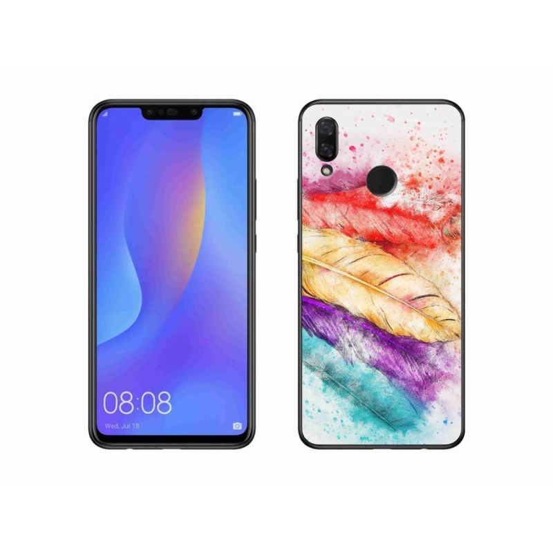Gelový kryt mmCase na mobil Huawei Nova 3i - barevné peří