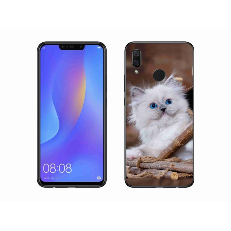 Gelový kryt mmCase na mobil Huawei Nova 3i - bílé kotě