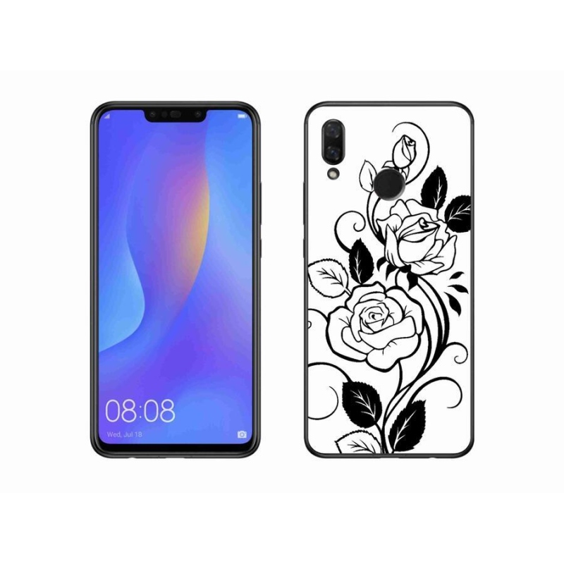 Gelový kryt mmCase na mobil Huawei Nova 3i - černobílá růže