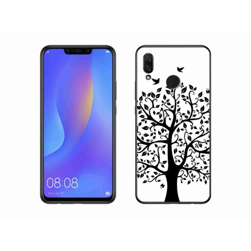 Gelový kryt mmCase na mobil Huawei Nova 3i - černobílý strom