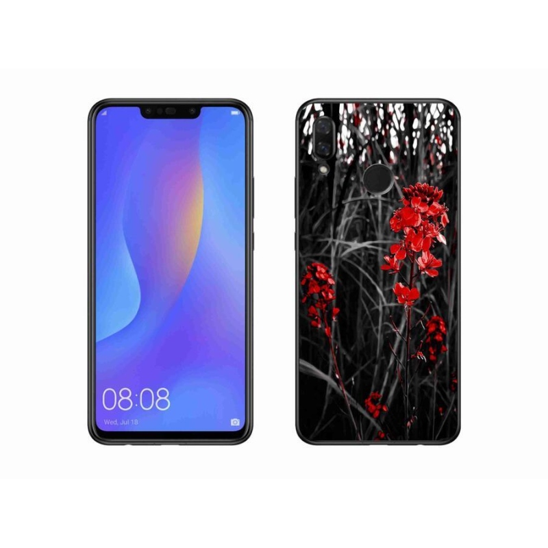 Gelový kryt mmCase na mobil Huawei Nova 3i - červená rostlina