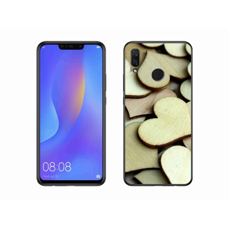 Gelový kryt mmCase na mobil Huawei Nova 3i - dřevěná srdíčka