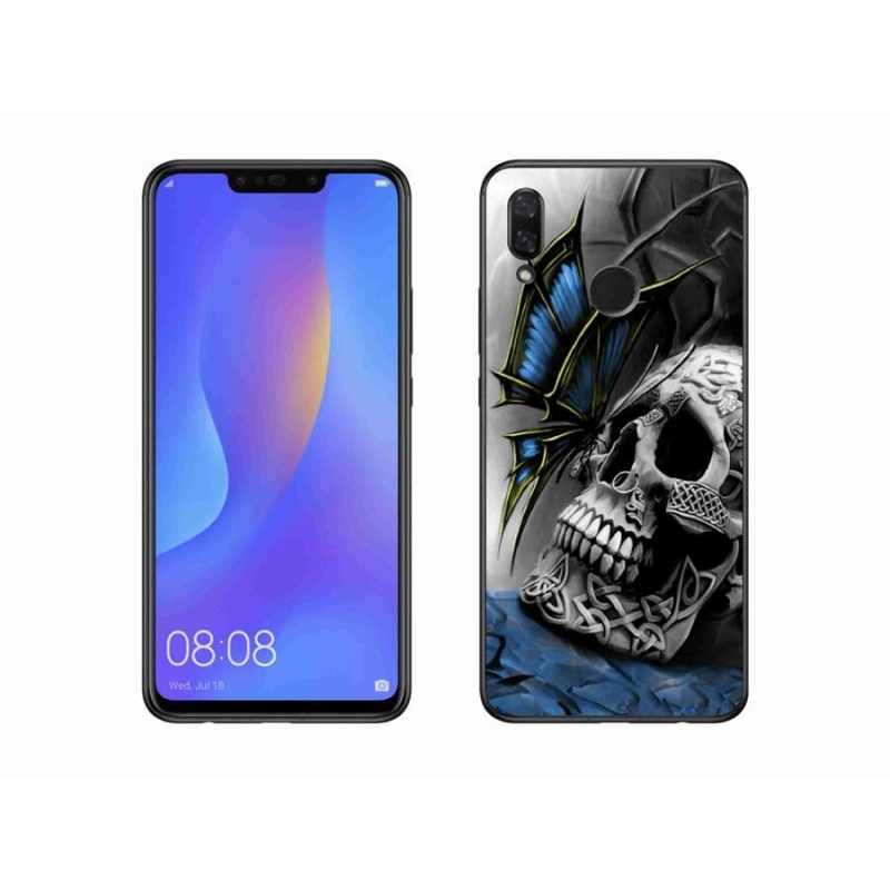 Gelový kryt mmCase na mobil Huawei Nova 3i - motýl a lebka