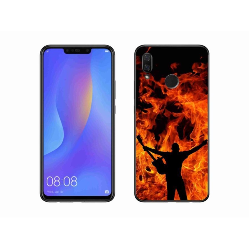 Gelový kryt mmCase na mobil Huawei Nova 3i - muzikant a oheň