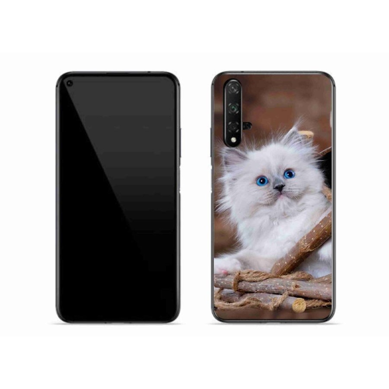 Gelový kryt mmCase na mobil Huawei Nova 5T - bílé kotě