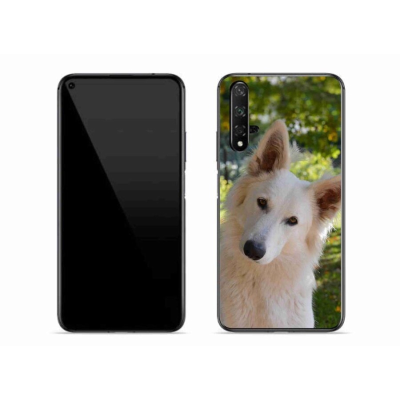 Gelový kryt mmCase na mobil Huawei Nova 5T - bílý švýcarský ovčák 1