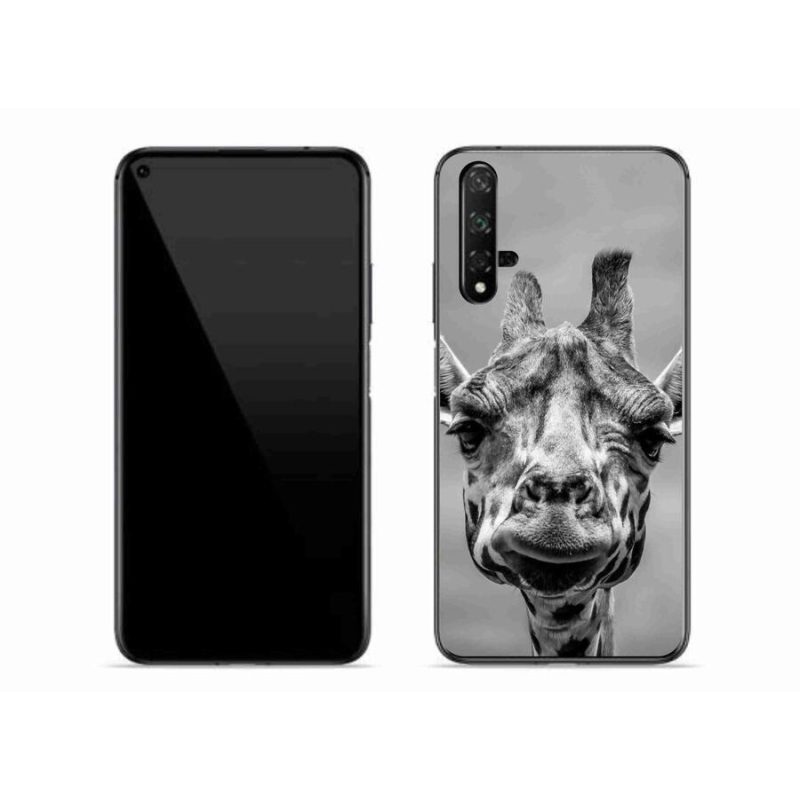 Gelový kryt mmCase na mobil Huawei Nova 5T - černobílá žirafa