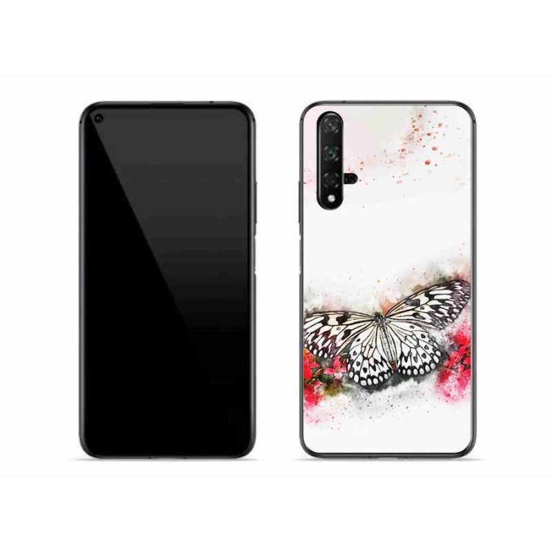 Gelový kryt mmCase na mobil Huawei Nova 5T - černobílý motýl