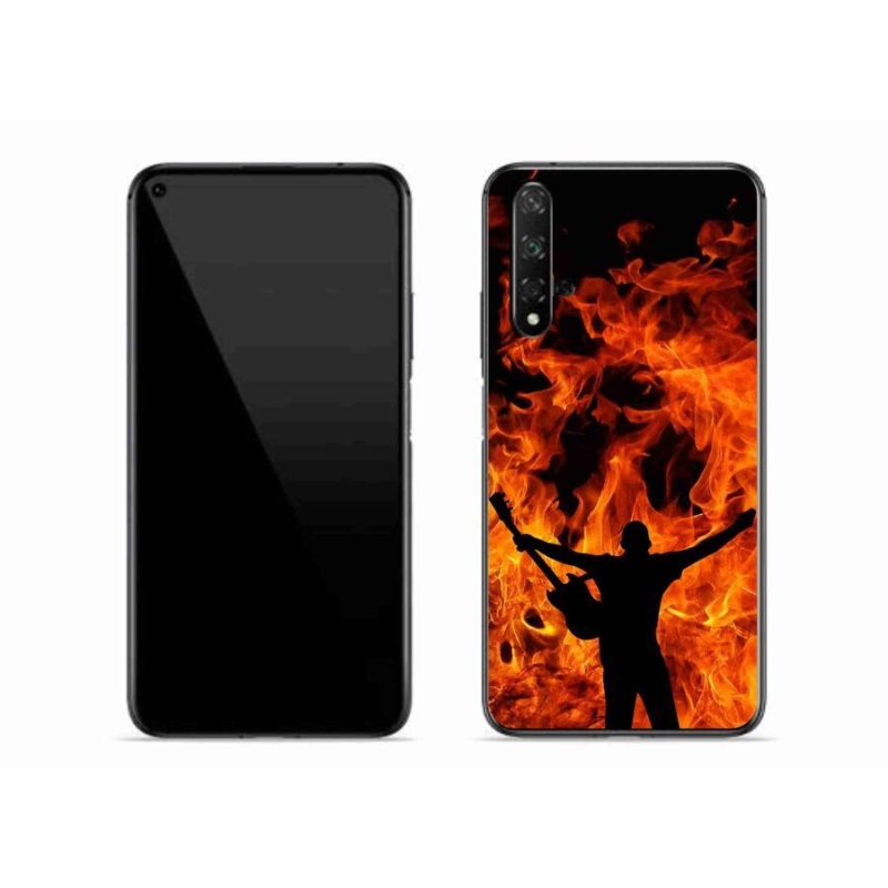 Gelový kryt mmCase na mobil Huawei Nova 5T - muzikant a oheň