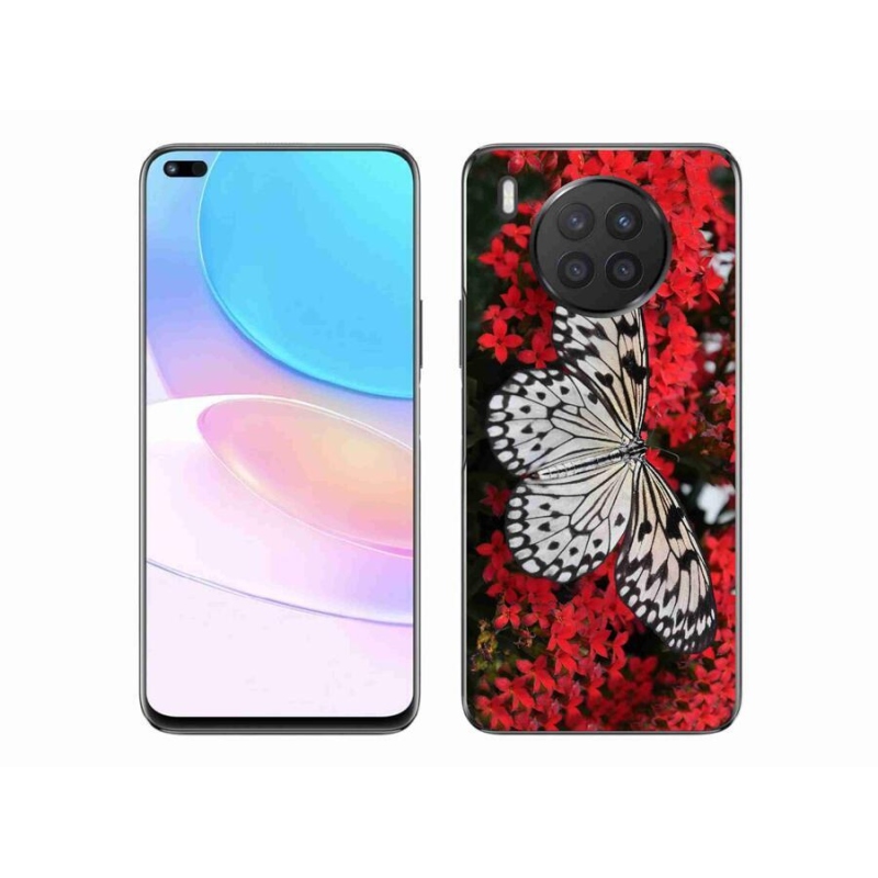 Gelový kryt mmCase na mobil Huawei Nova 8i - černobílý motýl 1