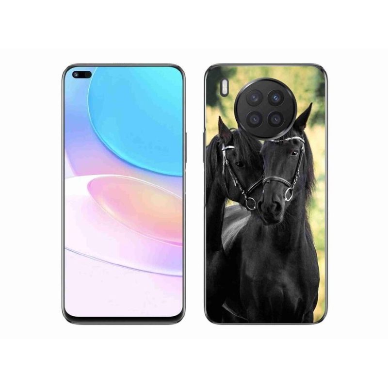 Gelový kryt mmCase na mobil Huawei Nova 8i - dva černí koně