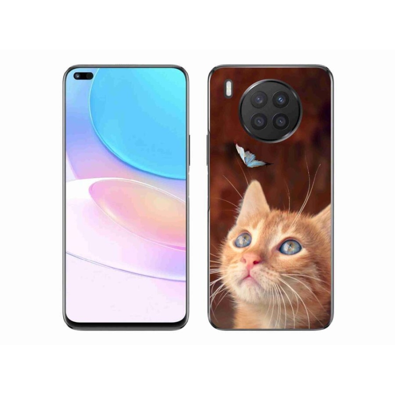 Gelový kryt mmCase na mobil Huawei Nova 8i - motýl a kotě