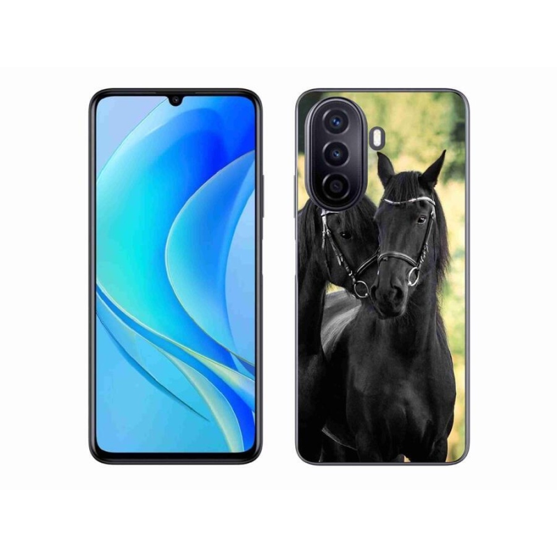 Gelový kryt mmCase na mobil Huawei Nova Y70 - dva černí koně