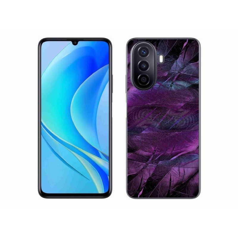 Gelový kryt mmCase na mobil Huawei Nova Y70 - fialová pírka