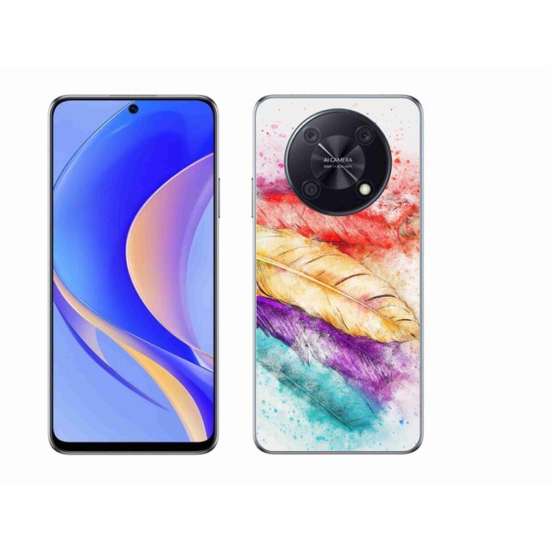 Gelový kryt mmCase na mobil Huawei Nova Y90 - barevné peří