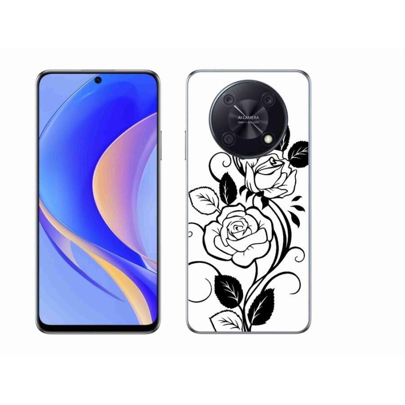 Gelový kryt mmCase na mobil Huawei Nova Y90 - černobílá růže