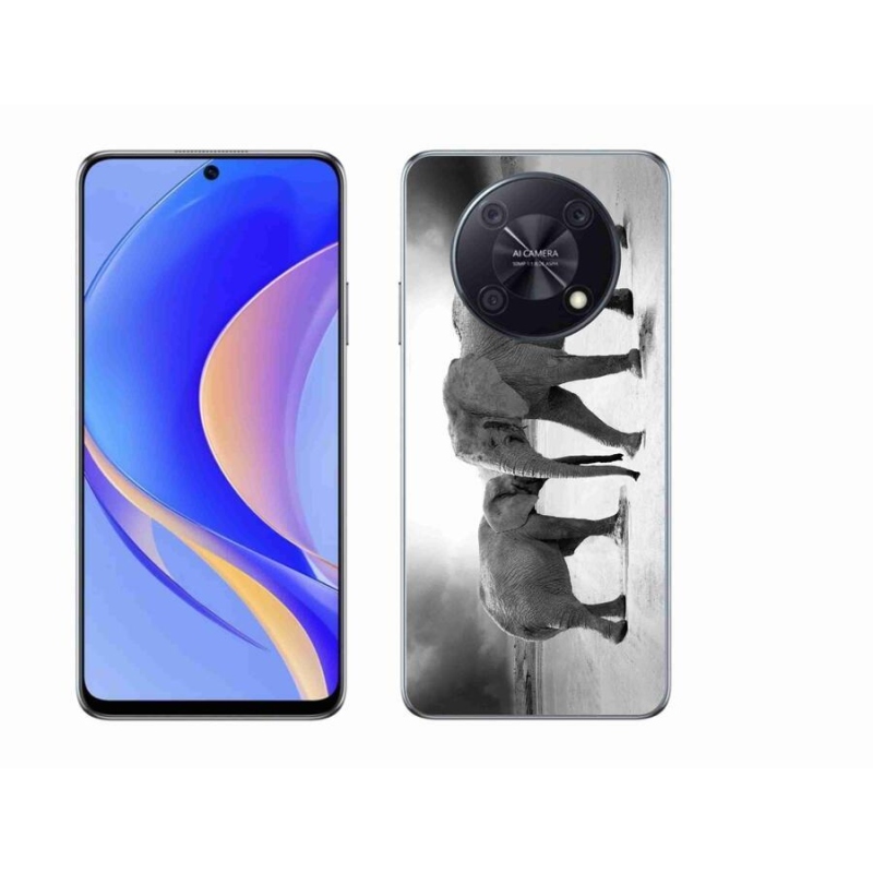 Gelový kryt mmCase na mobil Huawei Nova Y90 - černobílí sloni