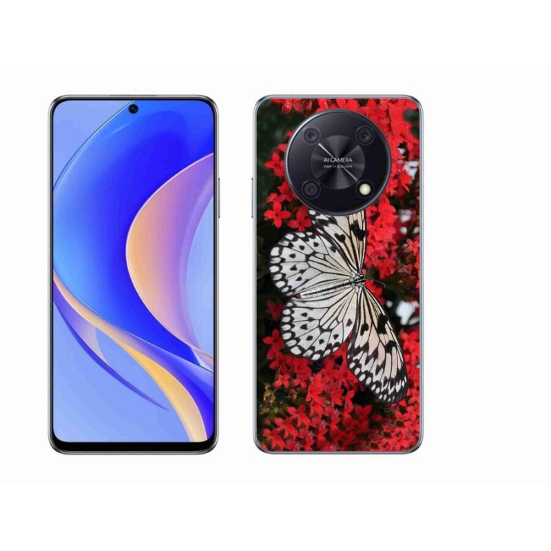 Gelový kryt mmCase na mobil Huawei Nova Y90 - černobílý motýl 1