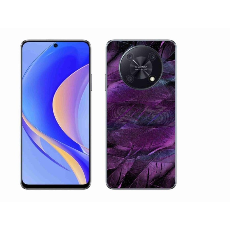 Gelový kryt mmCase na mobil Huawei Nova Y90 - fialová pírka