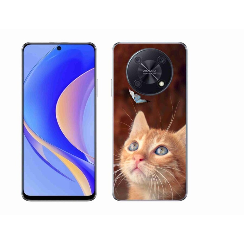 Gelový kryt mmCase na mobil Huawei Nova Y90 - motýl a kotě