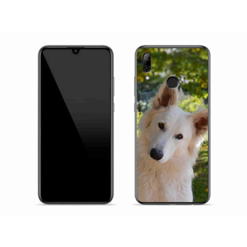 Gelový kryt mmCase na mobil Huawei P Smart (2019) - bílý švýcarský ovčák 1