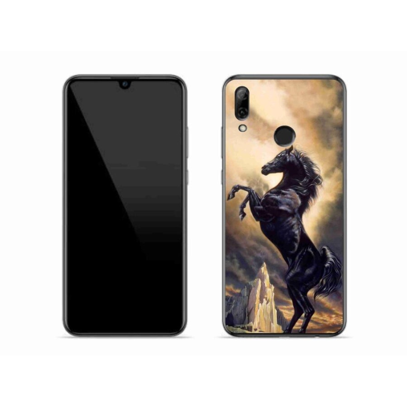 Gelový kryt mmCase na mobil Huawei P Smart (2019) - černý kreslený kůň