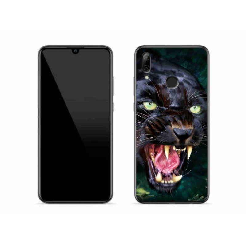 Gelový kryt mmCase na mobil Huawei P Smart (2019) - rozzuřený černý panter