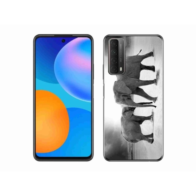 Gelový kryt mmCase na mobil Huawei P Smart (2021) - černobílí sloni