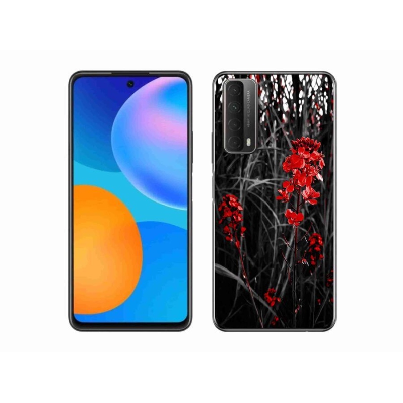 Gelový kryt mmCase na mobil Huawei P Smart (2021) - červená rostlina
