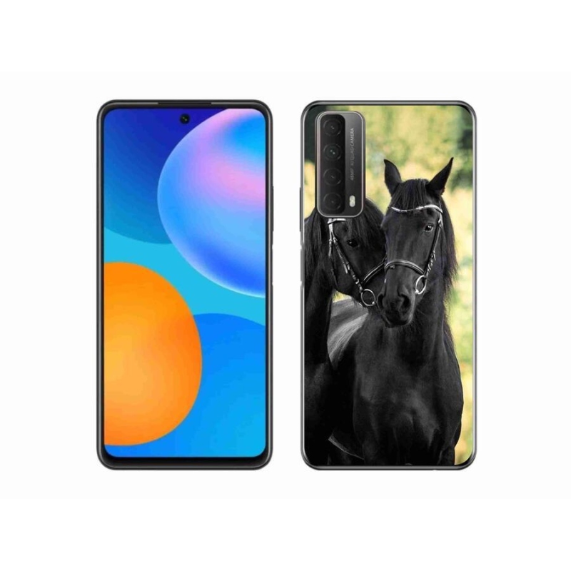 Gelový kryt mmCase na mobil Huawei P Smart (2021) - dva černí koně