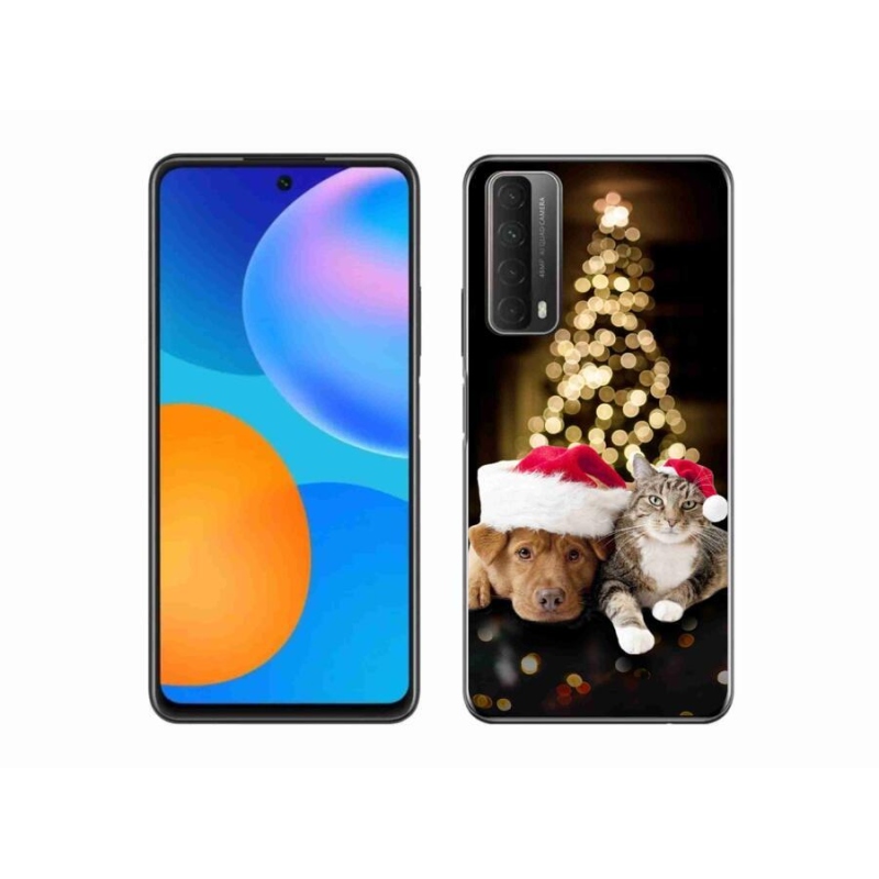 Gelový kryt mmCase na mobil Huawei P Smart (2021) - vánoční pes a kočka