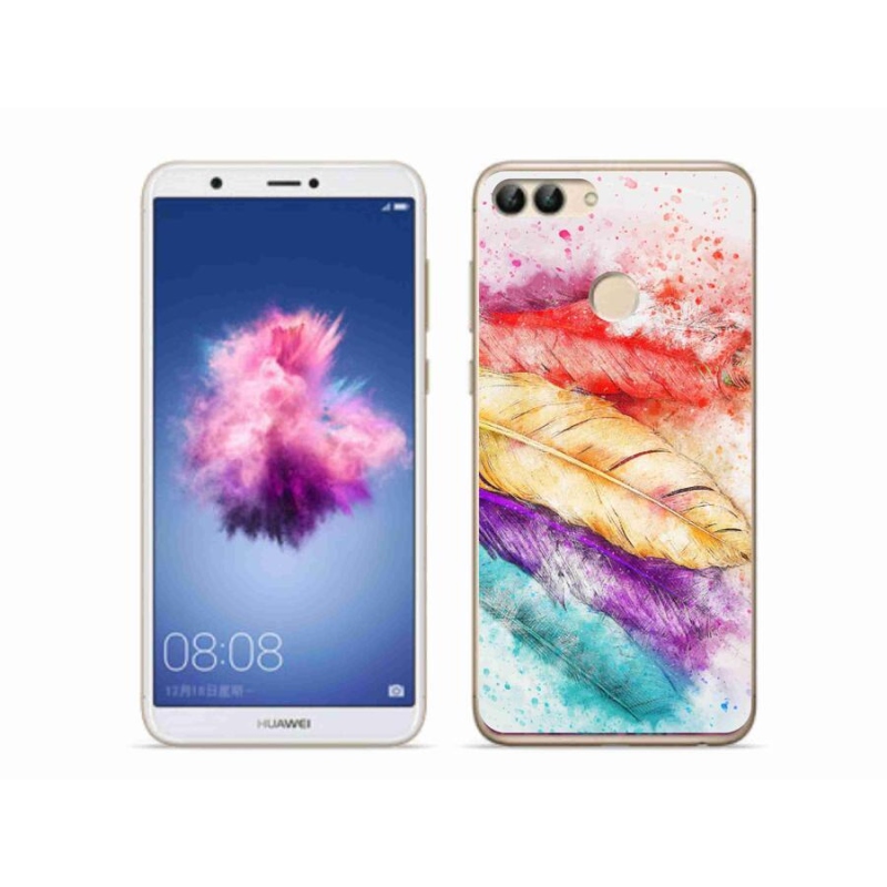 Gelový kryt mmCase na mobil Huawei P Smart - barevné peří