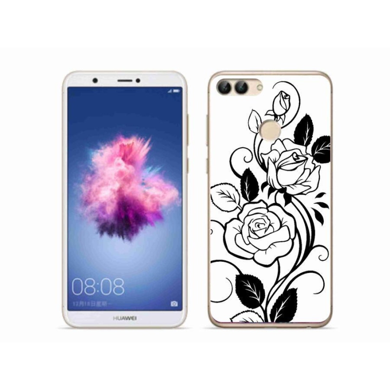 Gelový kryt mmCase na mobil Huawei P Smart - černobílá růže