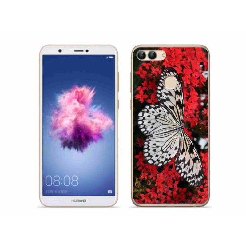 Gelový kryt mmCase na mobil Huawei P Smart - černobílý motýl 1