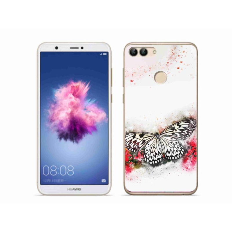 Gelový kryt mmCase na mobil Huawei P Smart - černobílý motýl