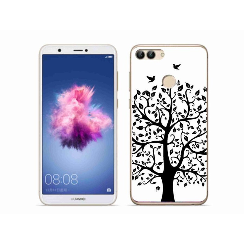 Gelový kryt mmCase na mobil Huawei P Smart - černobílý strom