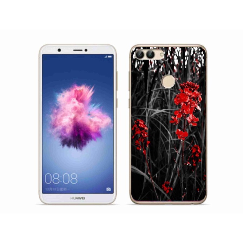 Gelový kryt mmCase na mobil Huawei P Smart - červená rostlina