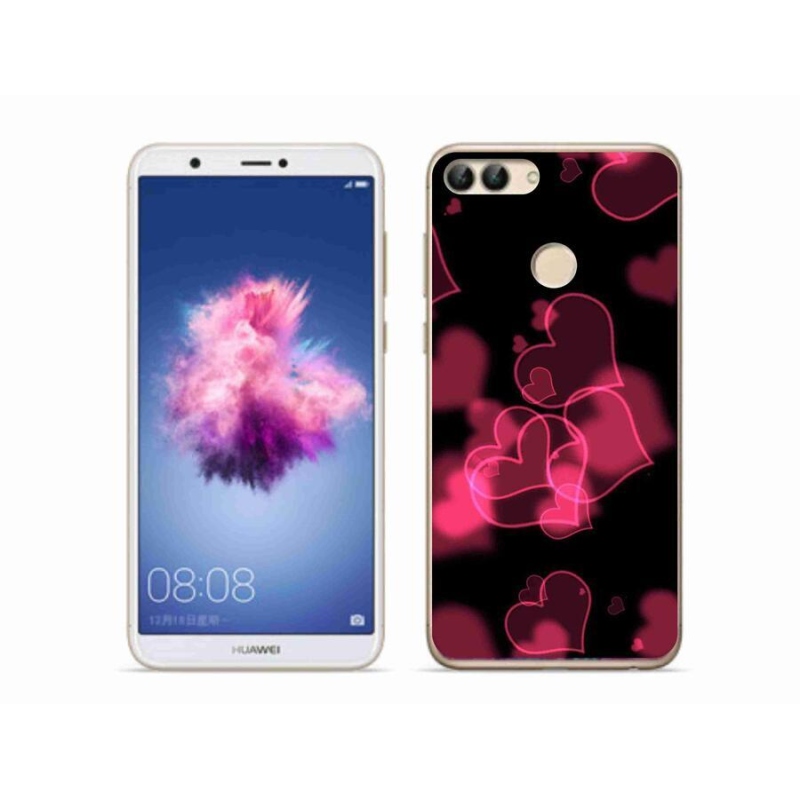 Gelový kryt mmCase na mobil Huawei P Smart - červená srdíčka