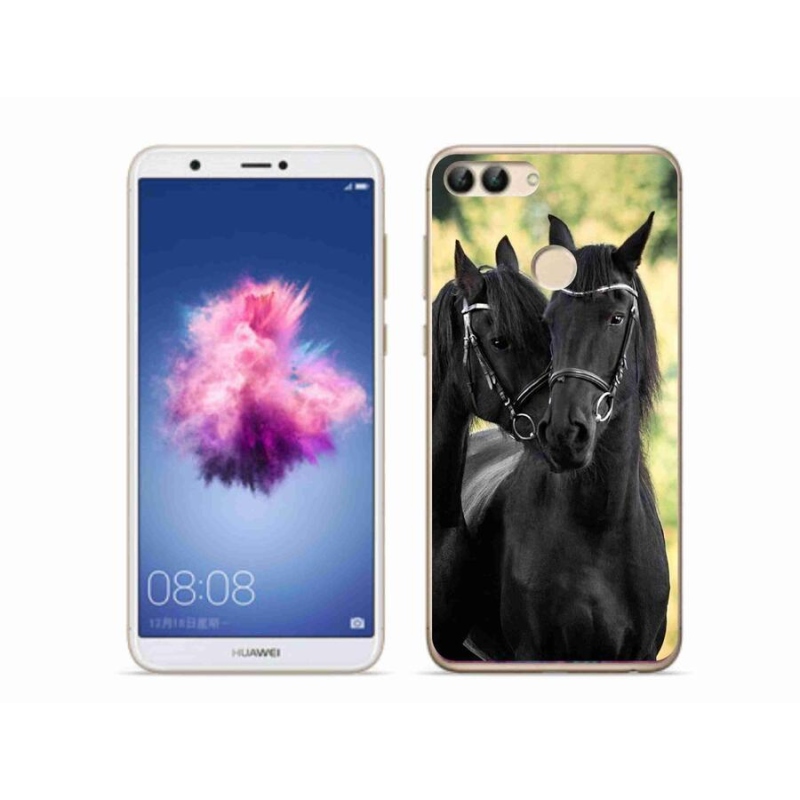Gelový kryt mmCase na mobil Huawei P Smart - dva černí koně