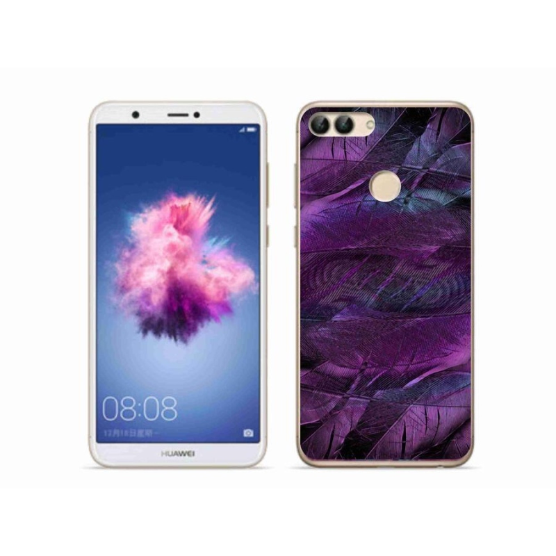 Gelový kryt mmCase na mobil Huawei P Smart - fialová pírka