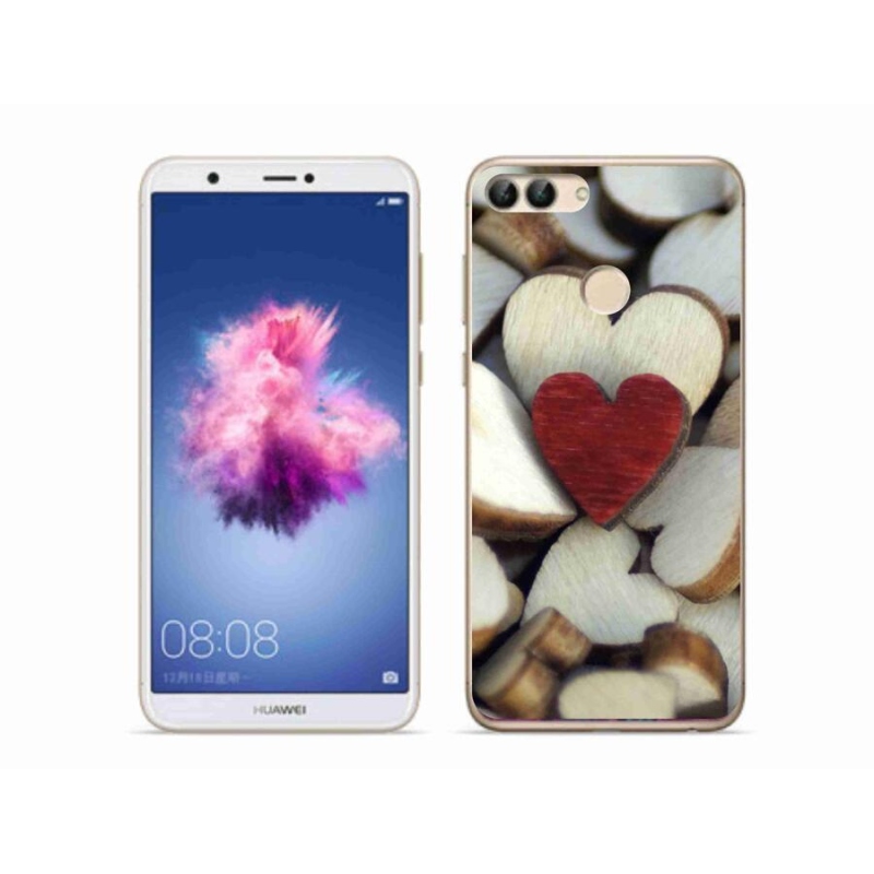 Gelový kryt mmCase na mobil Huawei P Smart - gravírované červené srdce